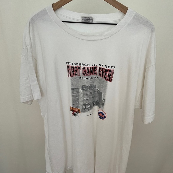 Gear For Sports Other - Vintage Pittsburgh Pirates vs. NY Mets White T-Shirt - First Game at PNC Park